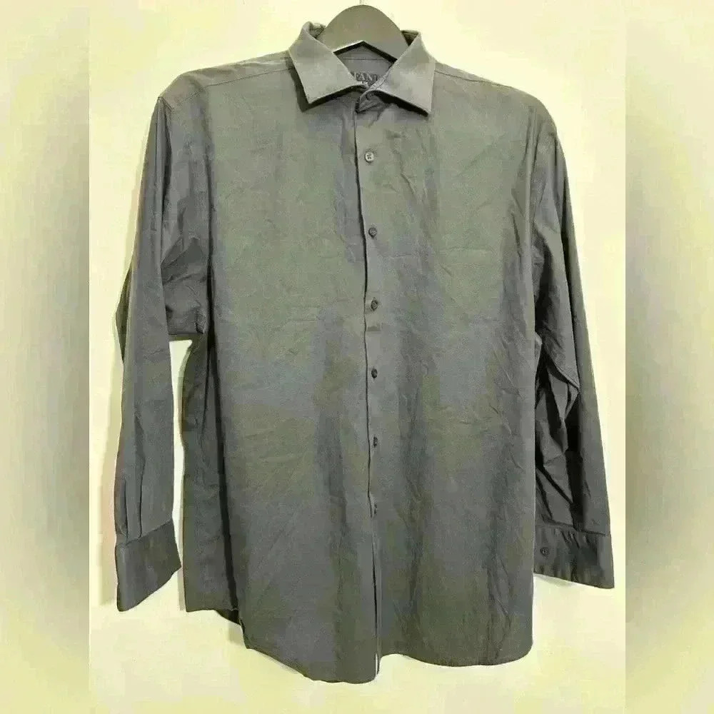Alfani Men's Regular Fit Dress Shirt Button Gray Size L 16-16.5 32-33